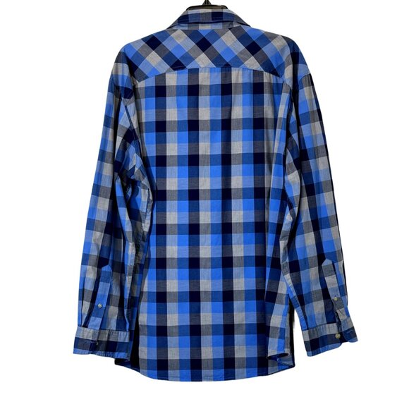 Men's Blue | Black Plaid Shirt Size XL - Picture 3 of 4